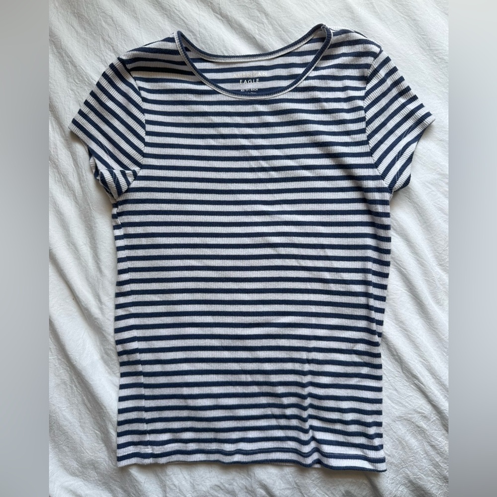 NWOT American Eagle Outfitters Navy and White Striped Tee